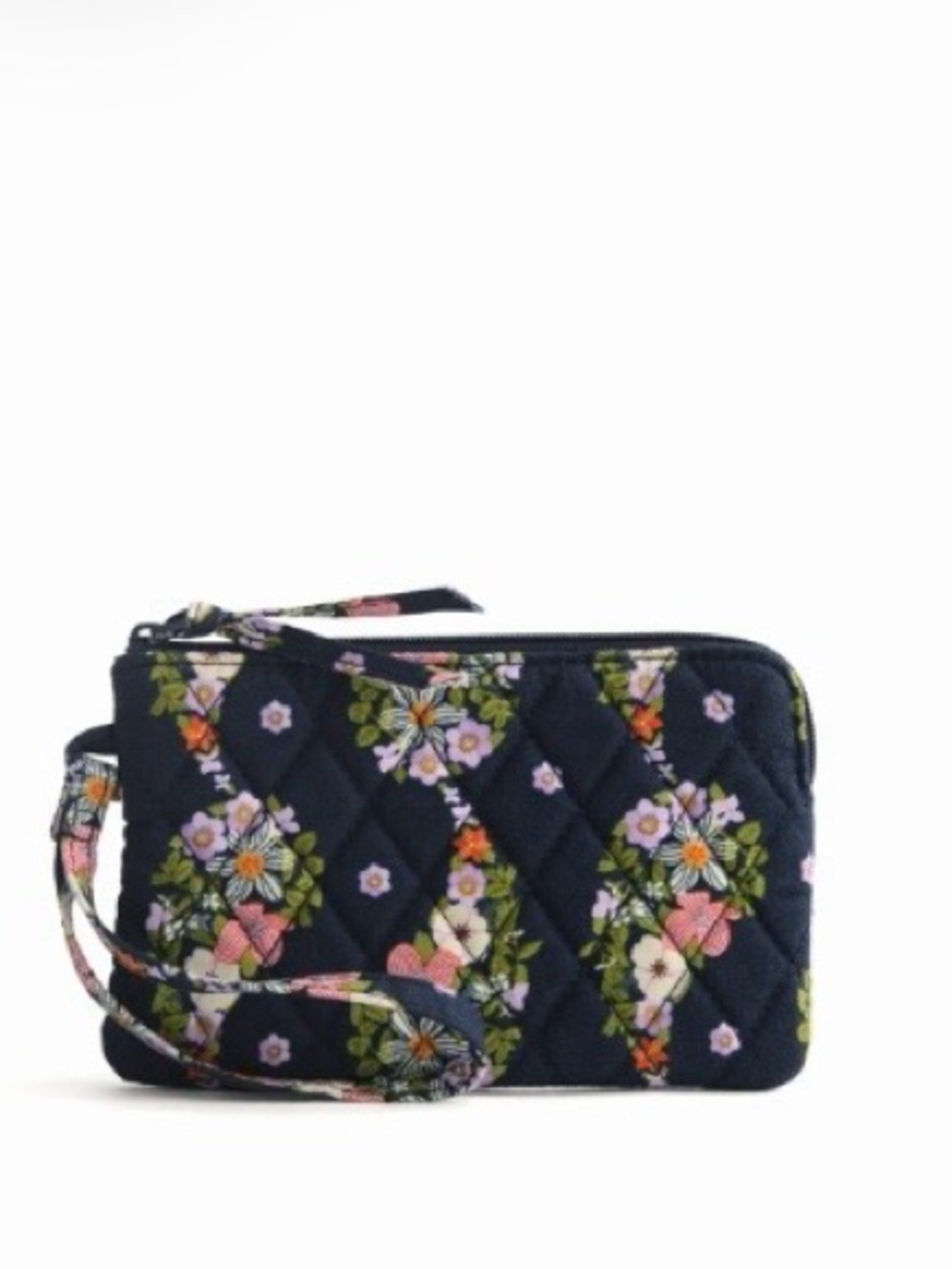 Floral Quilted Wristlet - Navy Floral